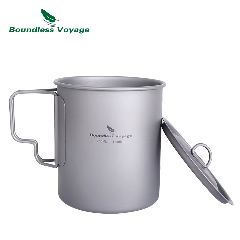 Boundless Voyage Camping Titanium Cup Mug, Outdoor Tourist Picnic Cooking Face Pot, Britware, Randon