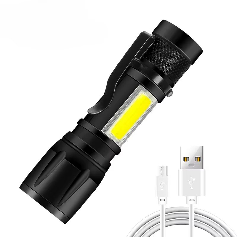 Lampe de poche LED Rechargeable, torche Zoomable avec écran LCD, 3 Modes, étanche, haute puissance,