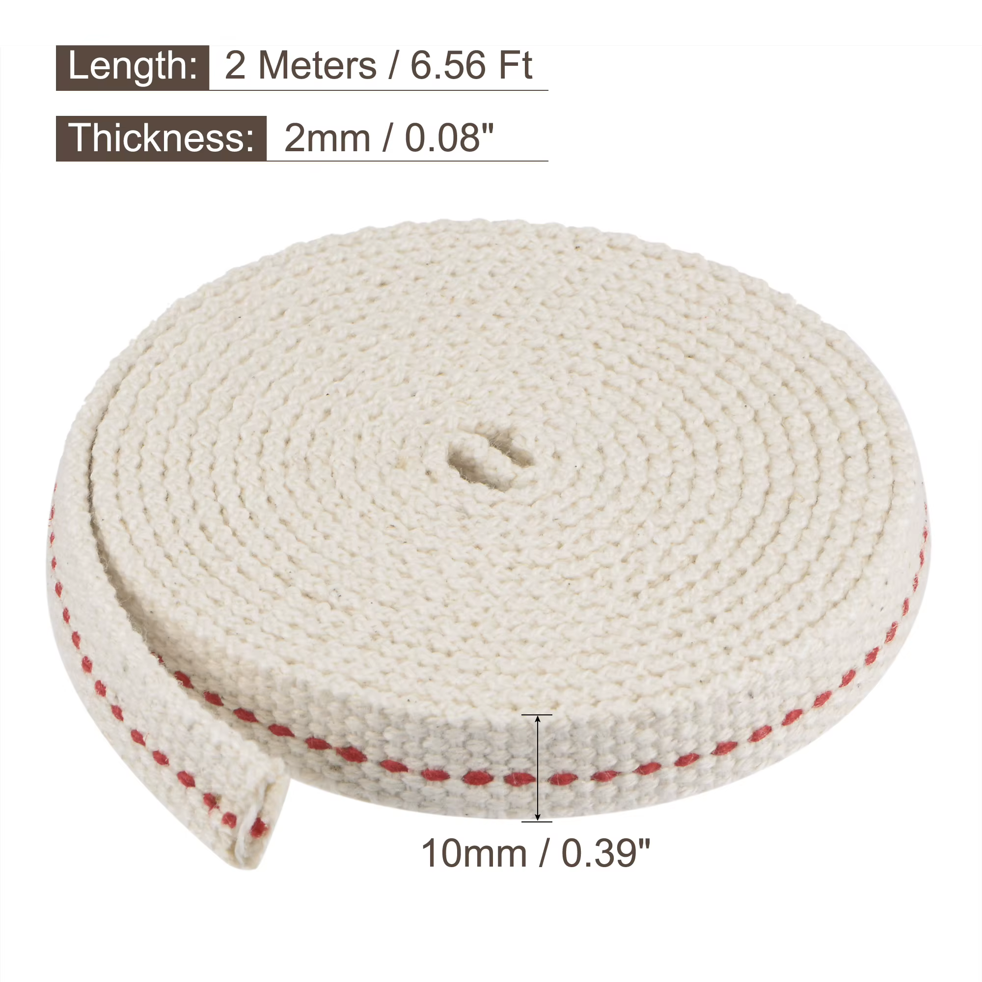 Mèche de lampe Kerosene en coton tressé, 2 mètres, noyau de mèche plat en coton pour la fabrication