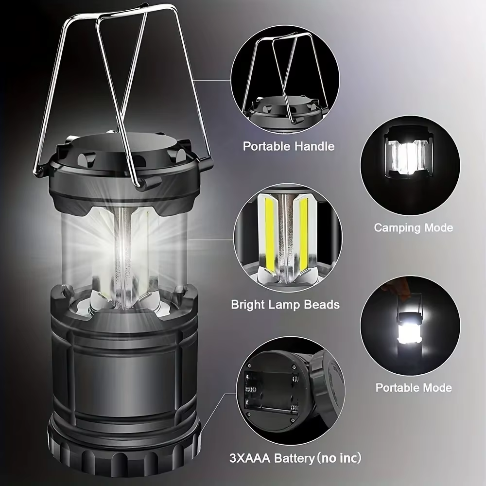 Lampe de camping HOMEFISH, lampe de tente d'extérieur, lanterne portable, lumière d'urgence multifon