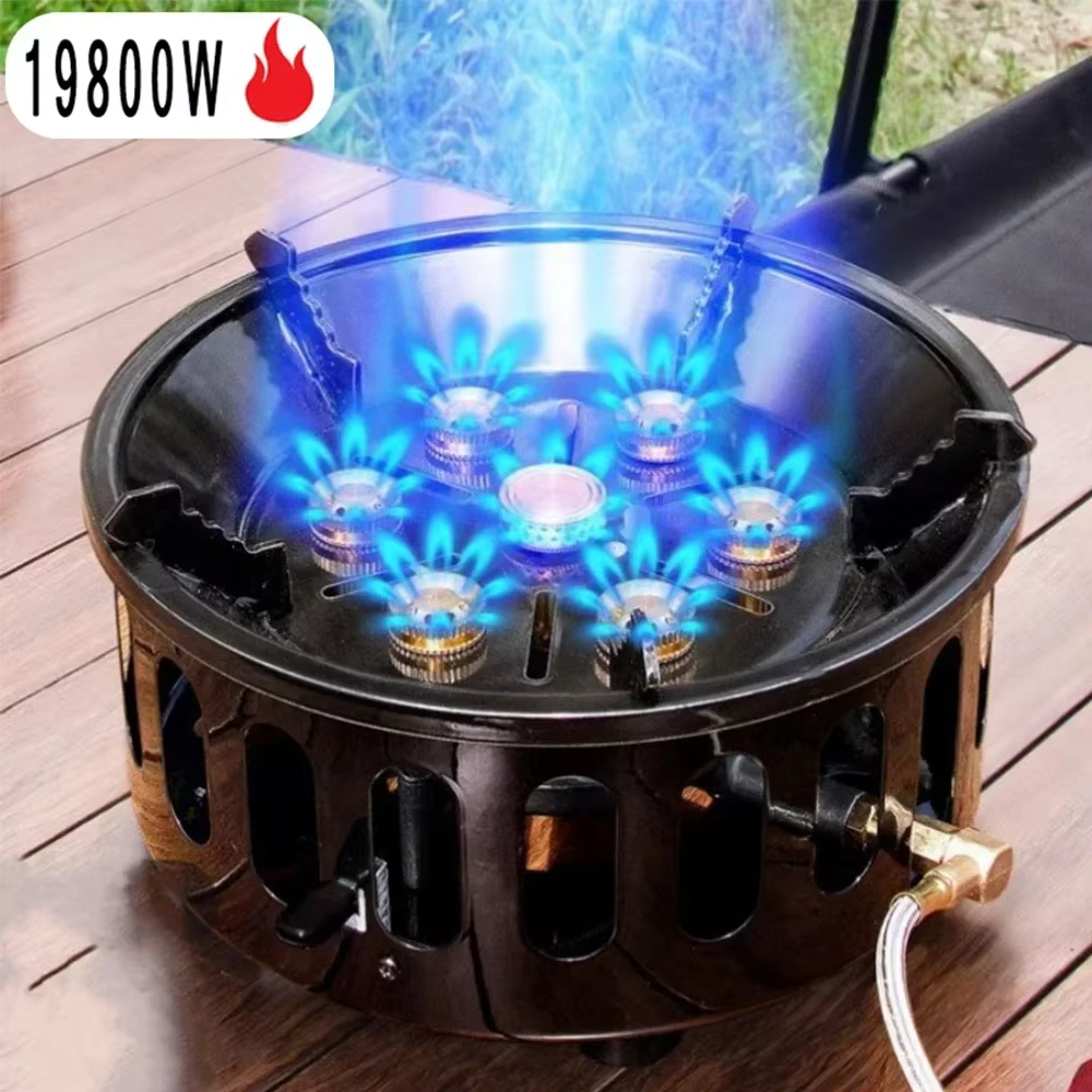 Réchaud de Camping à 7 cœurs, 19800W, haute puissance, feu fort, brûleur à gaz touristique Portable,
