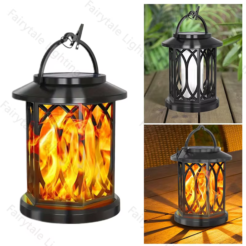 Flamme solaire suspension lampe extérieure lumière solaire jardin étanche flamme effet scintillement
