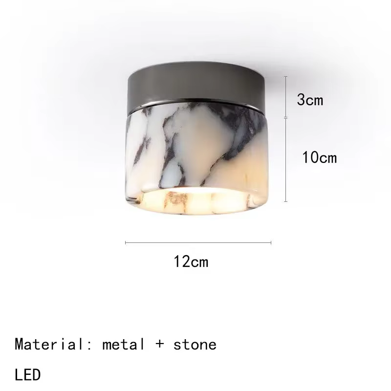 Lampe nordique en marbre, cylindre en pierre naturelle, plafonnier LED, petit applique mural, décora