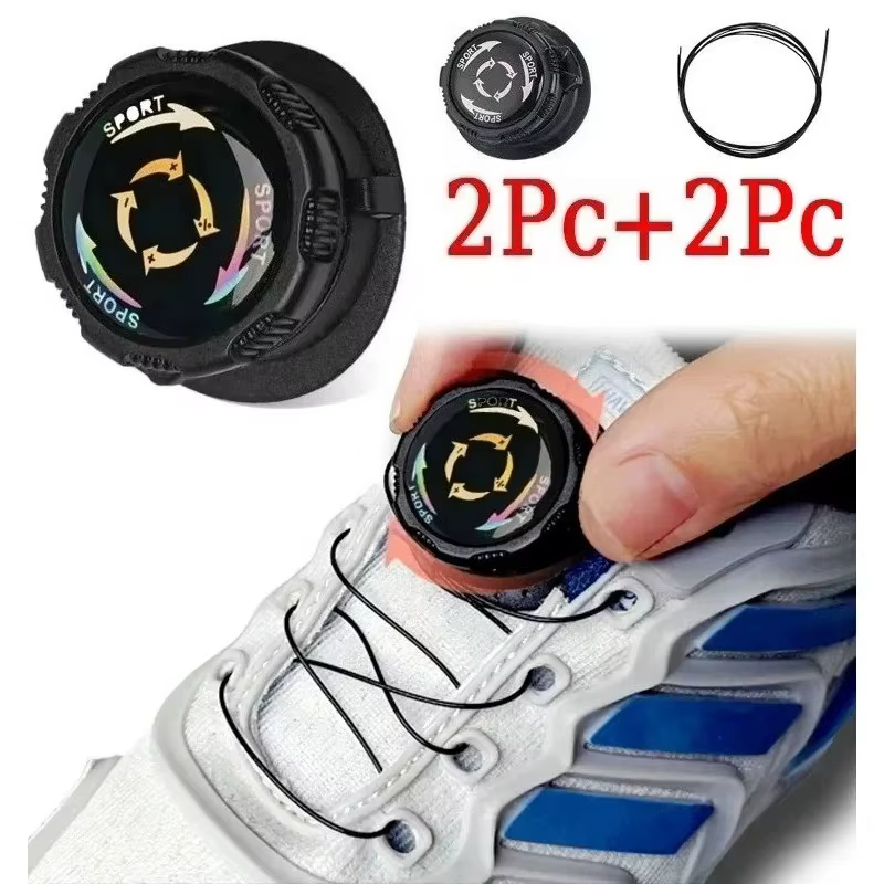 1 paire de lacets de chaussures en métal avec boucle automatique pivotante pour enfants/adultes, lac