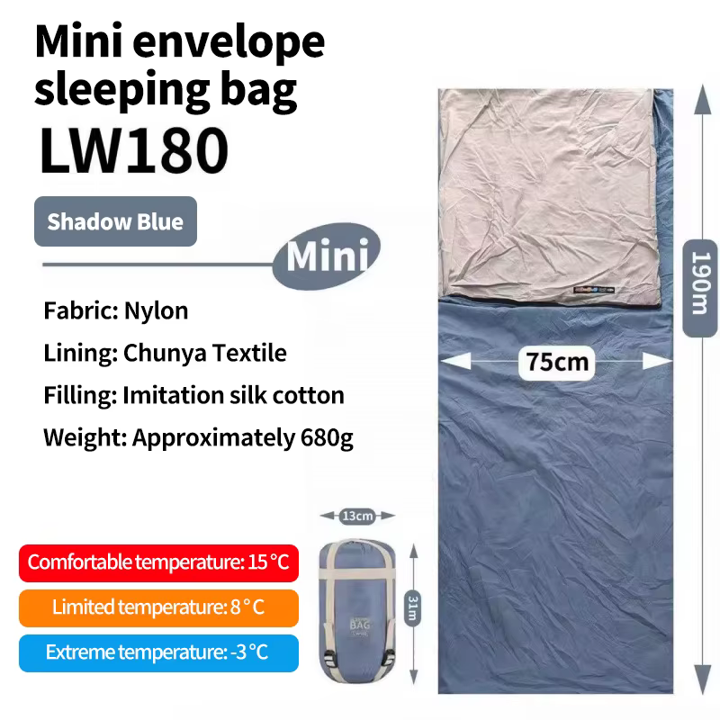Sac de couchage compact pour adulte, ultraléger, pour le camping en plein air, lavable, isolation en