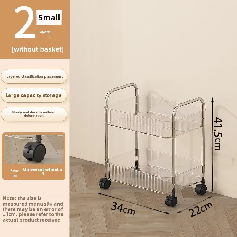 Étagère Mobile avec roue, support de rangement, chariot roulant en acrylique Transparent, chariot de