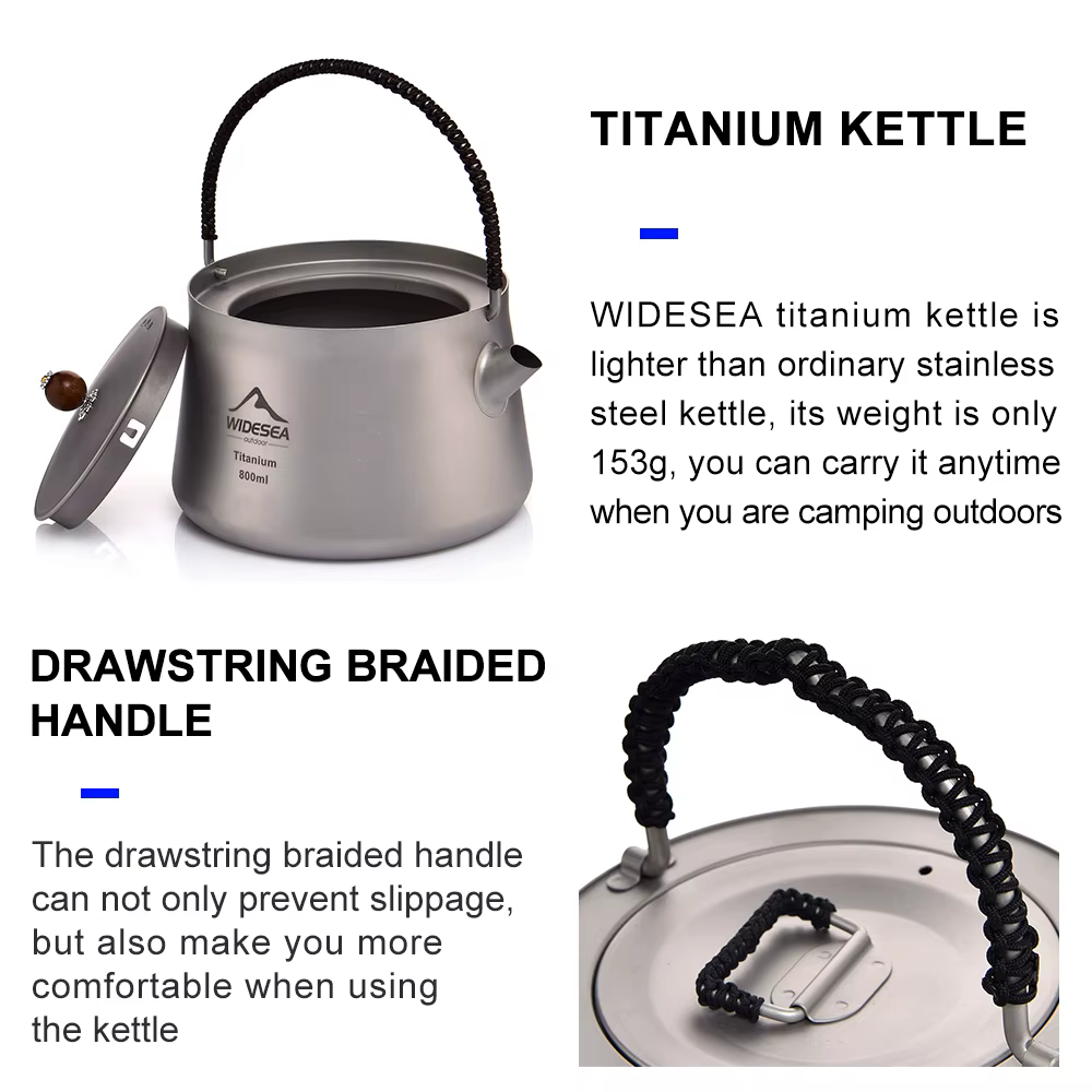 ESEA-Ensemble d'ustensiles de cuisine en titane pour camping, chaudron de tourisme, marmite d'extéri