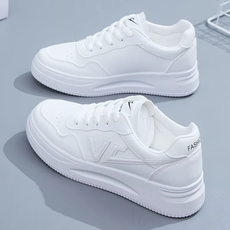 Baskets basses pour femmes, Surface en cuir respirant, légères, fond souple, chaussures plates de sp