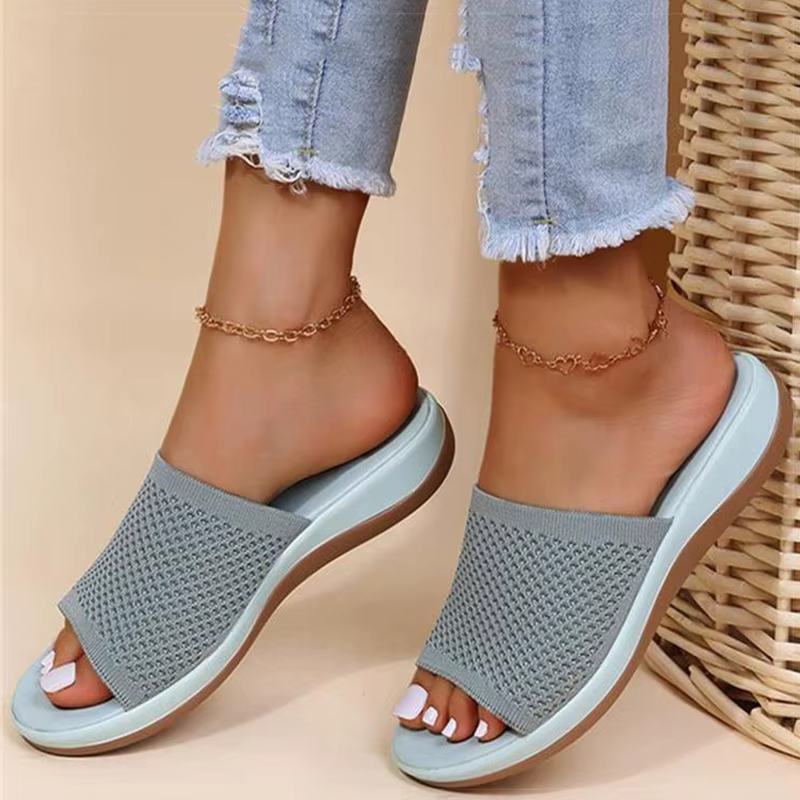 Sandales d'Niket d'Extérieur pour Femme, Chaussures d'Été Souples à Talons Bas, Plates, de Plage