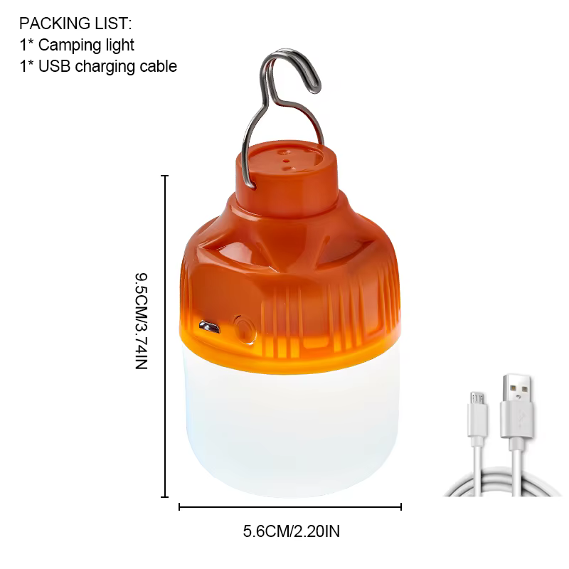Ampoules LED rechargeables par USB pour l'extérieur, lumière d'urgence à haute luminosité, lanterne