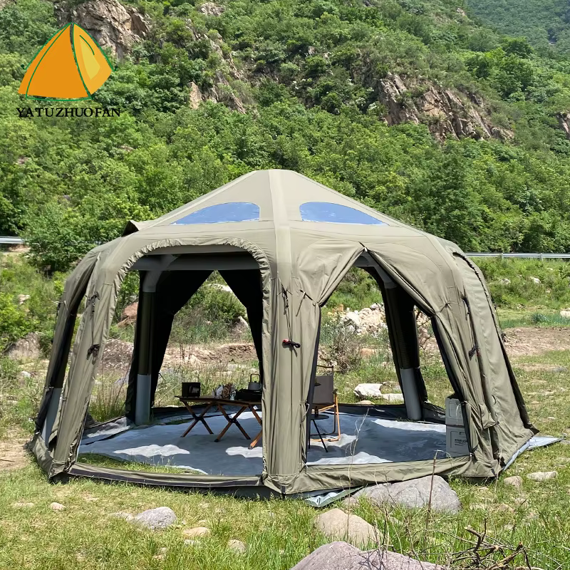 Tente gonflable en coton, tente de camping imperméable pour l'extérieur, système de support gonflabl