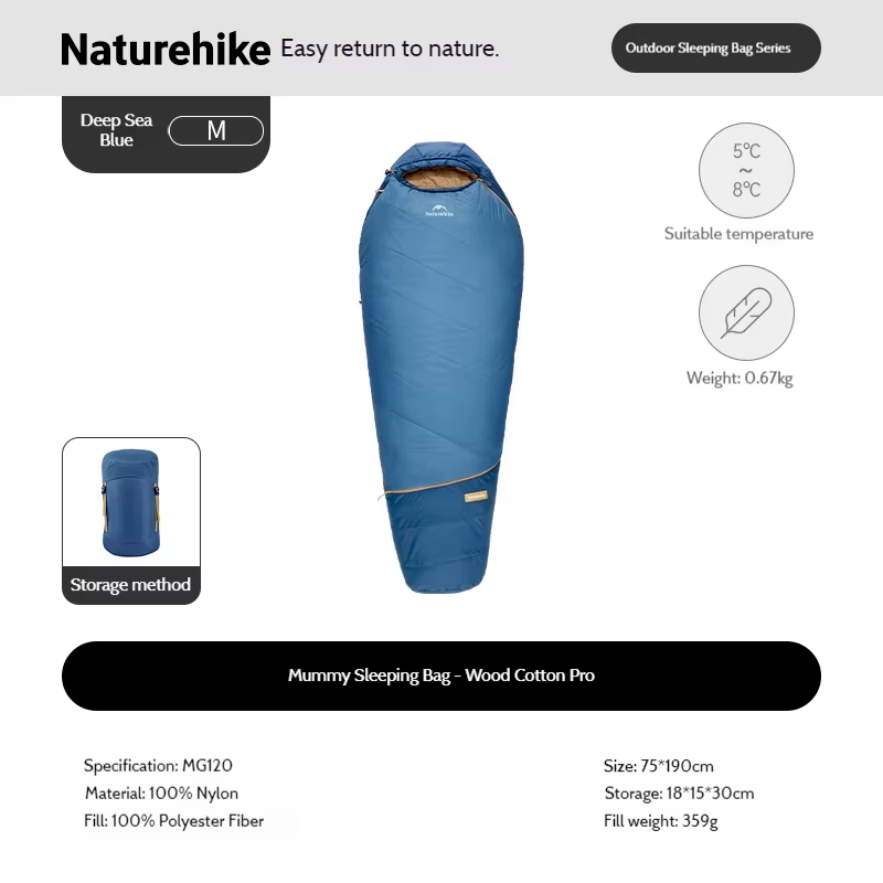 Naturehike Chaud Mujin PRO Momie Sac de Couchage Léger Hommes et Femmes Portable pour Camping En Ple