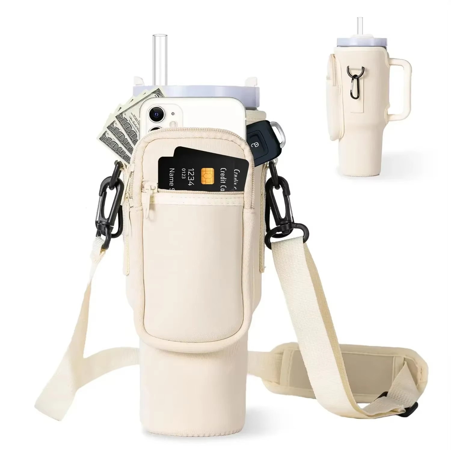 Sac de transport de bouteille d'eau pour gobelet Stanley 40oz avec poignée, porte-bouteille d'eau av