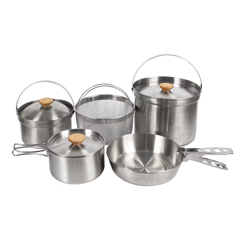NOBANA plus récent ensemble de casseroles en acier inoxydable en plein air Camping famille Pot ensem