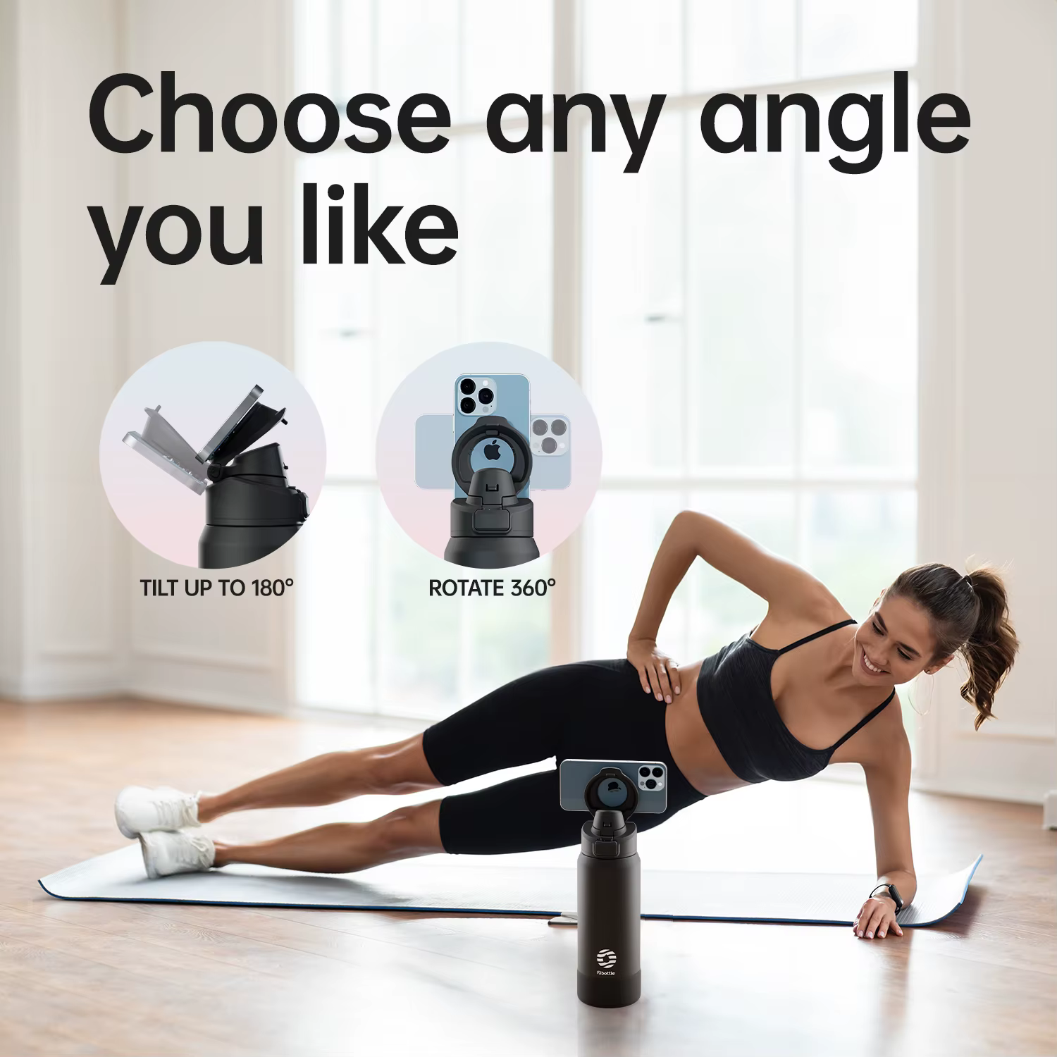 Bouteille isotherme magnétique Fjbottle en acier inoxydable, gourde de sport avec support magnétique