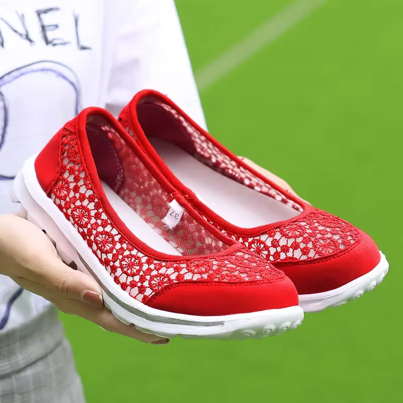 Chaussures décontractées en maille respirante pour femmes, chaussures plates légères et confortables