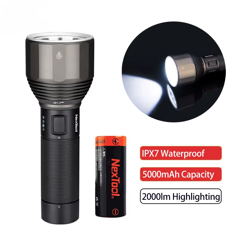 Bâle Tool-Lampe de poche LED aste pour camping en plein air, torche de recherche, étanche, 5 modes, 