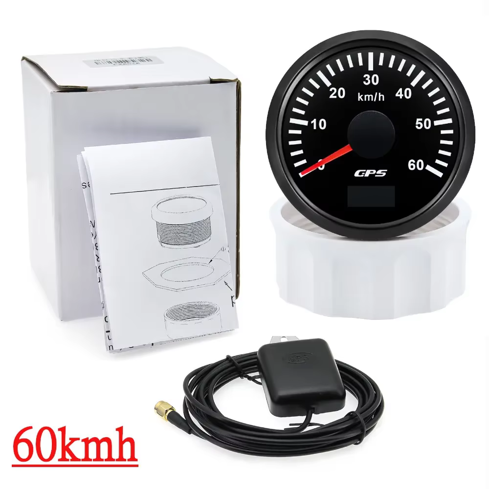 Compteur de vitesse GPS numérique 30/60/80/120/200 Km/h 52MM, avec antenne, jauge de vitesse pour ba