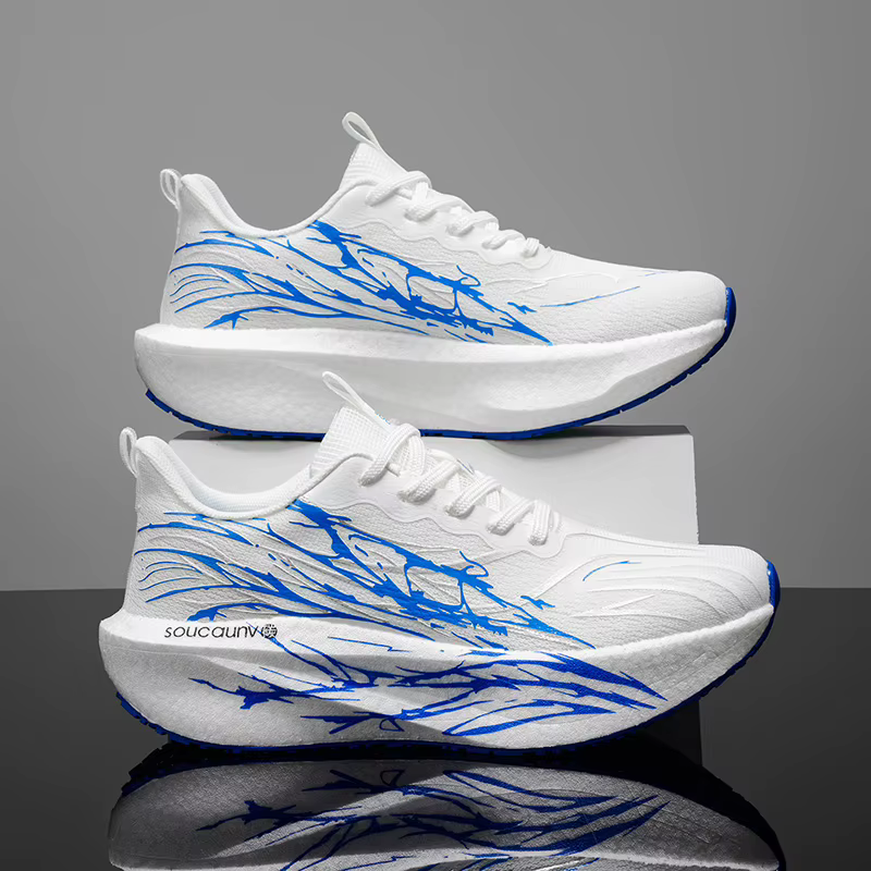 Chaussures de course à pied pour hommes et femmes, avec plaque en carbone, spéciales sports, respira