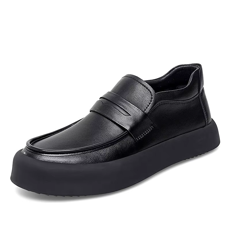 Chaussures en cuir faites à la main pour hommes, mocassins d'extérieur décontractés à enfiler, mocas