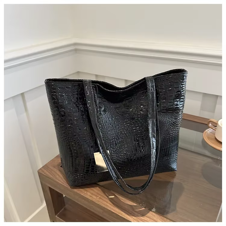Sac fourre-tout Texture Crocodile Pvc papier Kraft grande capacité luxe Hobo sac à main femmes décon