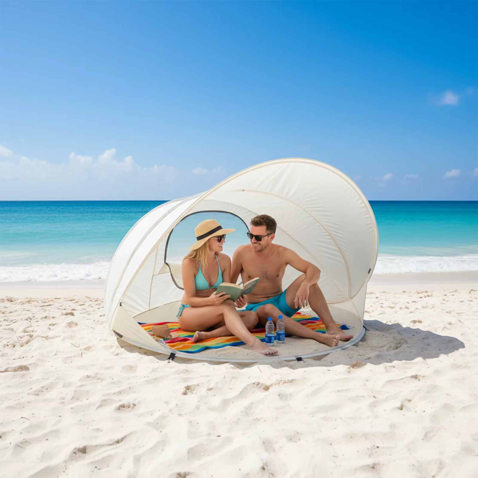 Auvent de plage portable – une tente pop-up compacte idéale pour la plage et le bord de la piscine,