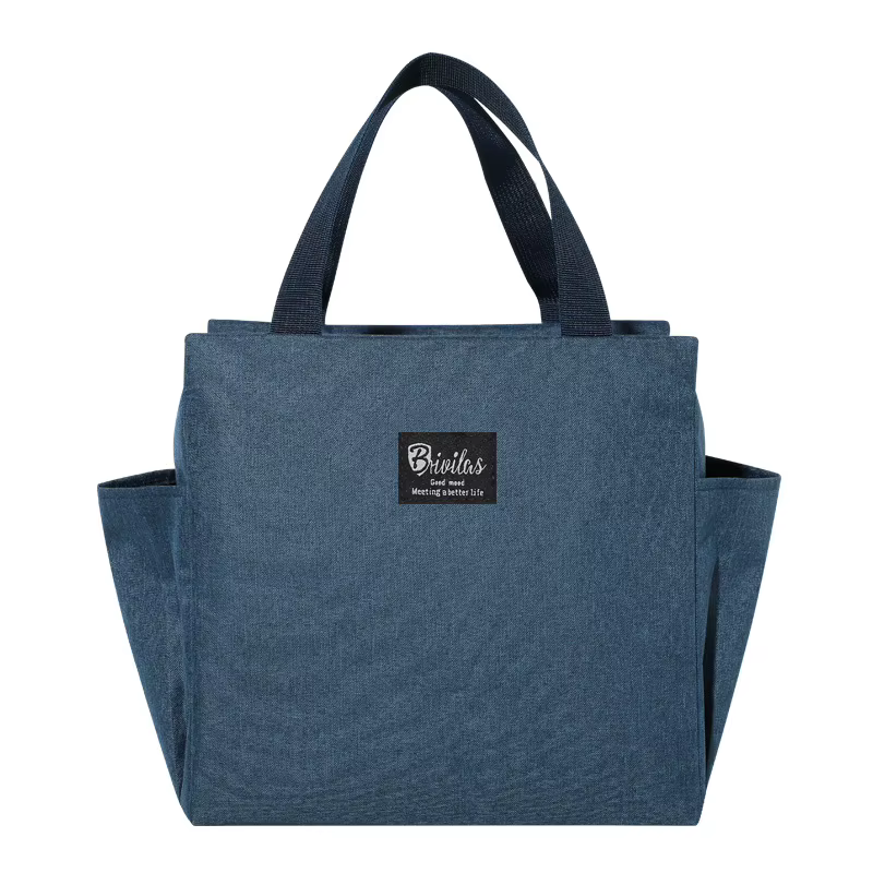 Sac à lunch portable à double poche, boîte à lunch isotherme en toile, sac fourre-tout pour l'école,