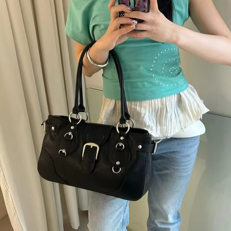 Sac à main Hobo, sac à bandoulière pour femme style motard, sac fourre-tout vintage chic vert menthe
