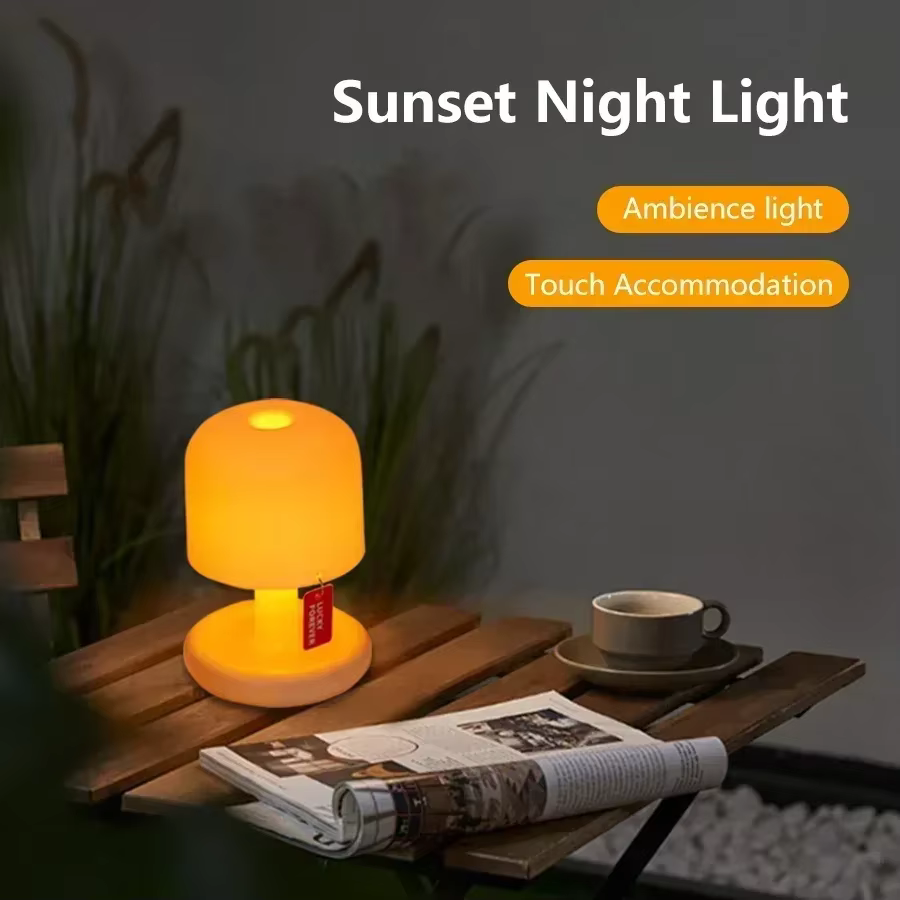 Mini Lampe de Nuit LED en Forme de Champignon, Cadeau Créatif, Rechargeable par USB, à Intensité Tac