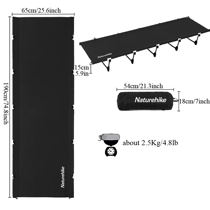 Natureifa Xjc05-Lit de camping pliant, facile à construire, portable, charge de 150 noix, possède un