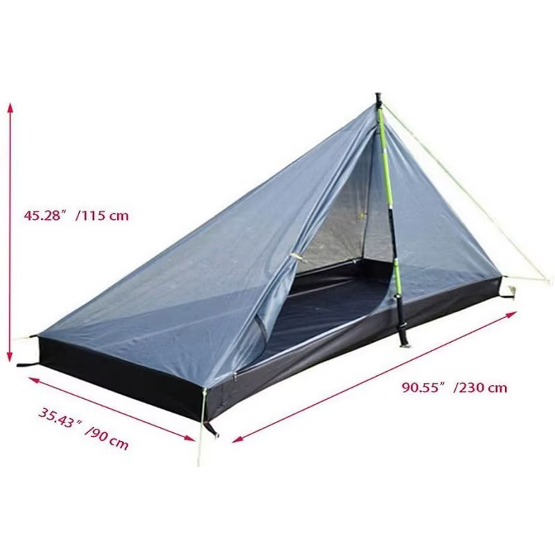 1 personne randonnée Camping tente ultralégère sans tige pyramide tente 4 saisons sac à dos tente ex