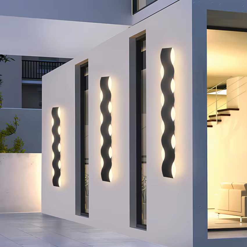 Applique Murale Imperméable en Forme de Vague, Éclairage d'Extérieur, Idéal pour une Entrée, une Vér