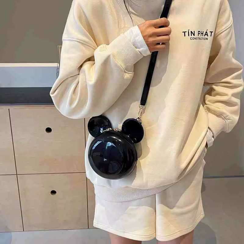 Disney tureMouse-Sac à main pour femme, Minnie initié, Diagonal, Casual, Fashion Girl PU, Round Bag,