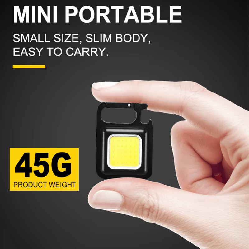 Lampe de poche COB Mini lampe porte-clés portable 4 éclairage torche EDC extérieur étanche d'urgence