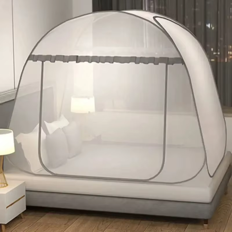Tente de camping portable, auvent pour lit simple/double pour adultes, moustiquaire pliable en maill