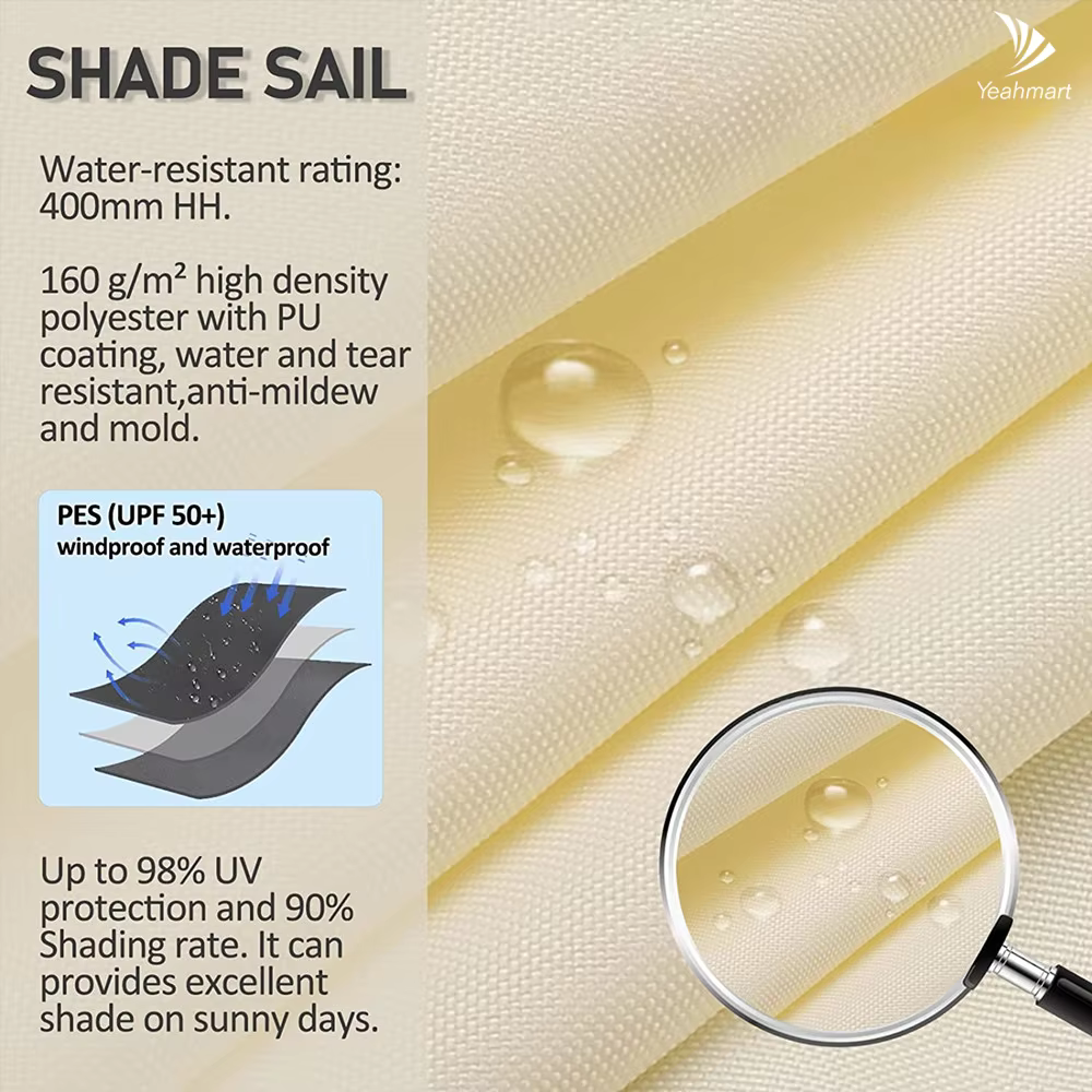 Voile d'ombrage triangulaire imperméable pour installations et activités extérieures, tentes de camp