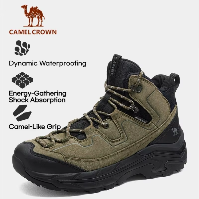 GOLDEN CAMEL – bottes de randonnée pour hommes, mi-hautes, absorbant les chocs, imperméables, antidé