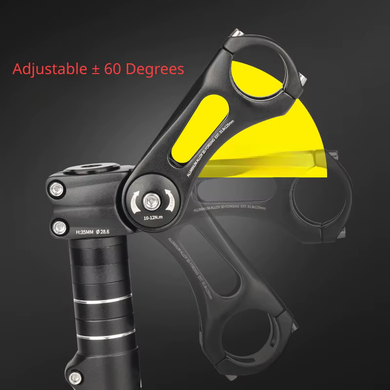 Tige de vélo vtt réglable 25.4 31.8mm tige de guidon de vélo ultralégère 3D forgée ± 60 °   Puissanc