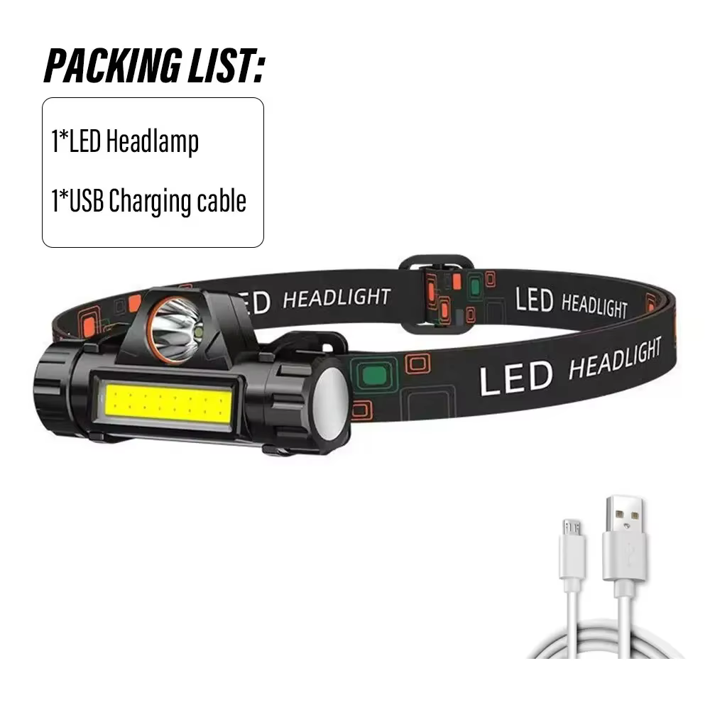 Lampe frontale LED de pêche Rechargeable, phare de Camping XPE COB, lampe de travail, 2 Modes d'écla