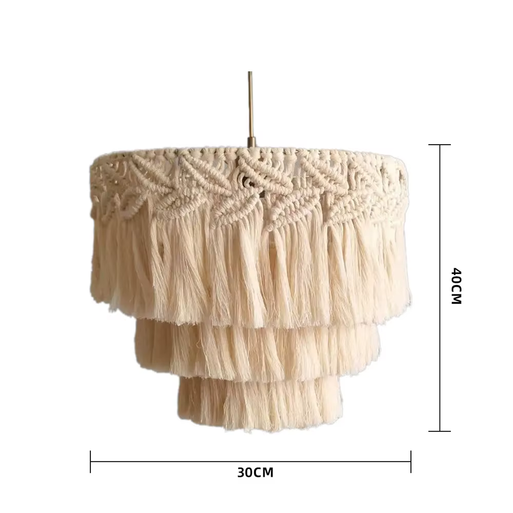 Lustre en macramé fait main, abat-jour en macramé, lampe suspendue bohème, couverture de lampe suspe