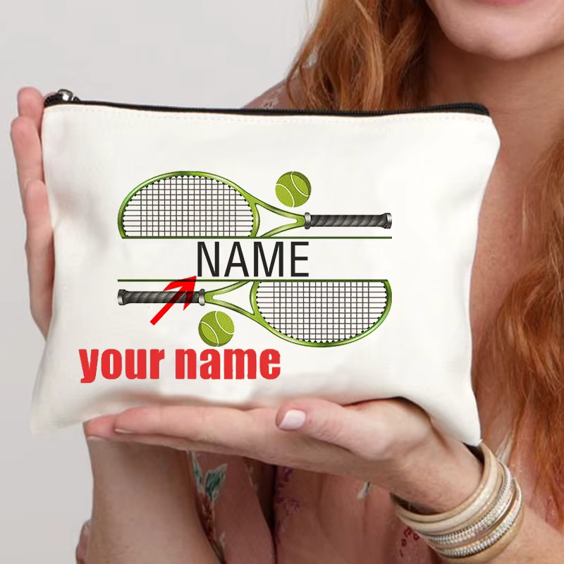 Sac de maquillage personnalisé avec nom personnalisé, cadeau pour amoureux du Tennis, étui à cosméti