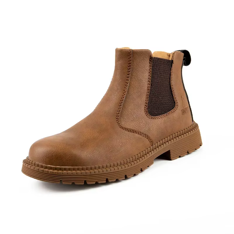 Chaussures de sécurité imperméables pour hommes Chelsea bottes en cuir à tête en acier chaussures po