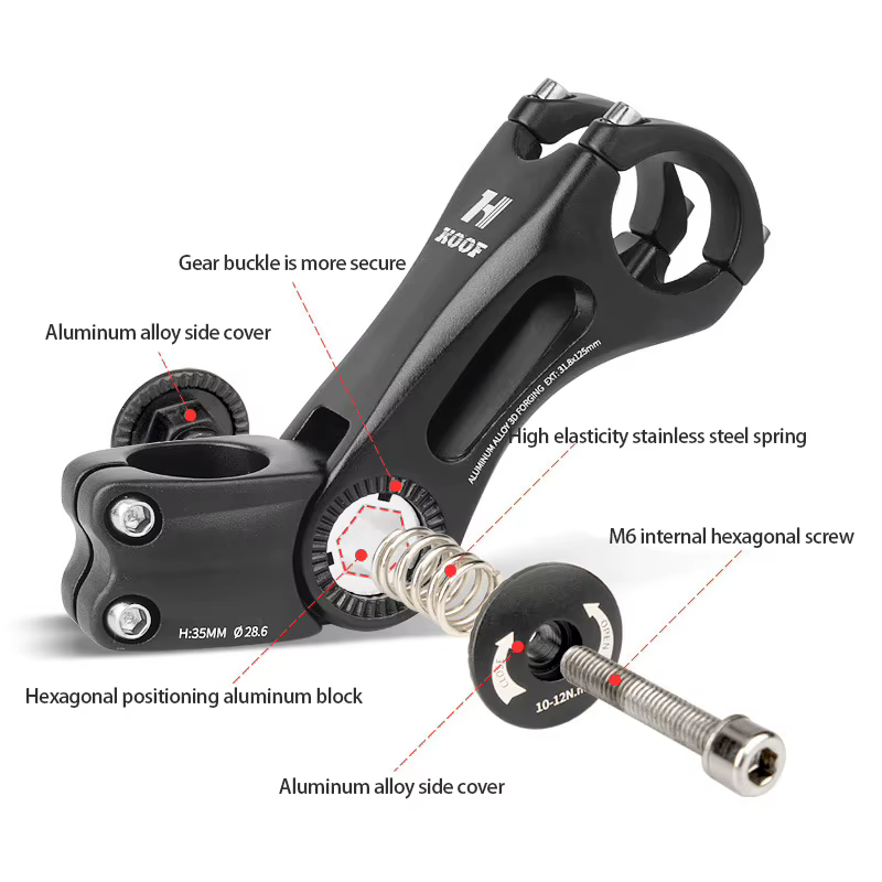 Tige de vélo vtt réglable 25.4 31.8mm tige de guidon de vélo ultralégère 3D forgée ± 60 °   Puissanc