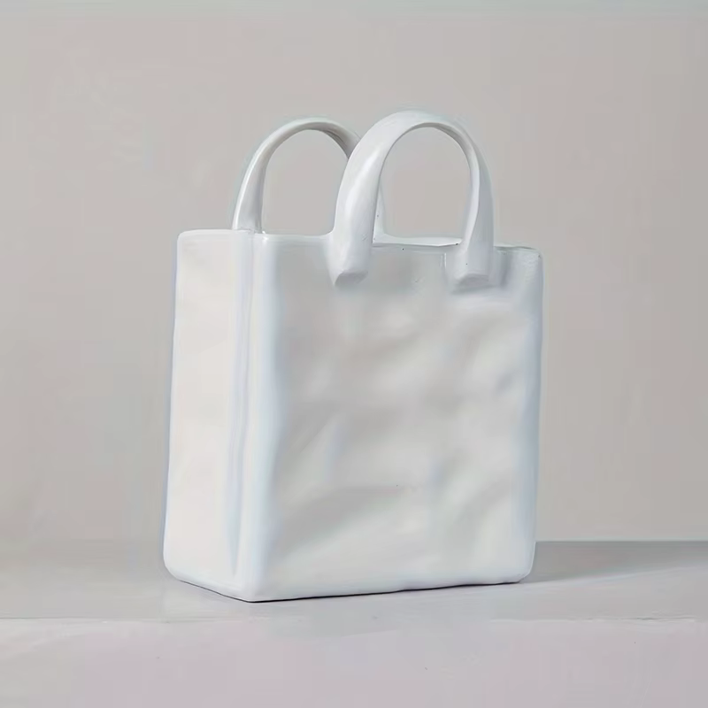Vase blanc décoratif moderne en forme de sac à main, décoration de maison, Arrangement de fleurs séc