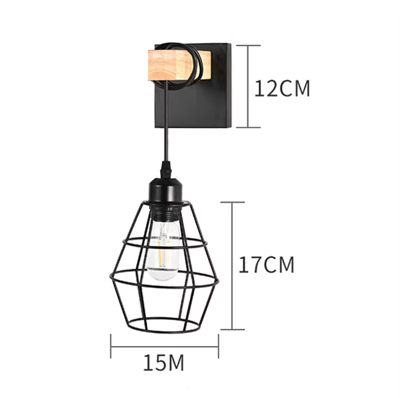 Lampe de chevet nordique créative pour chambre à coucher, applique murale personnalisée en bois mass