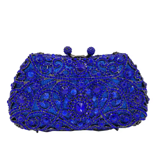 Boutique De FGG coloré violet femmes fleur pochette soirée sacs à main fête dîner cristal pochettes 