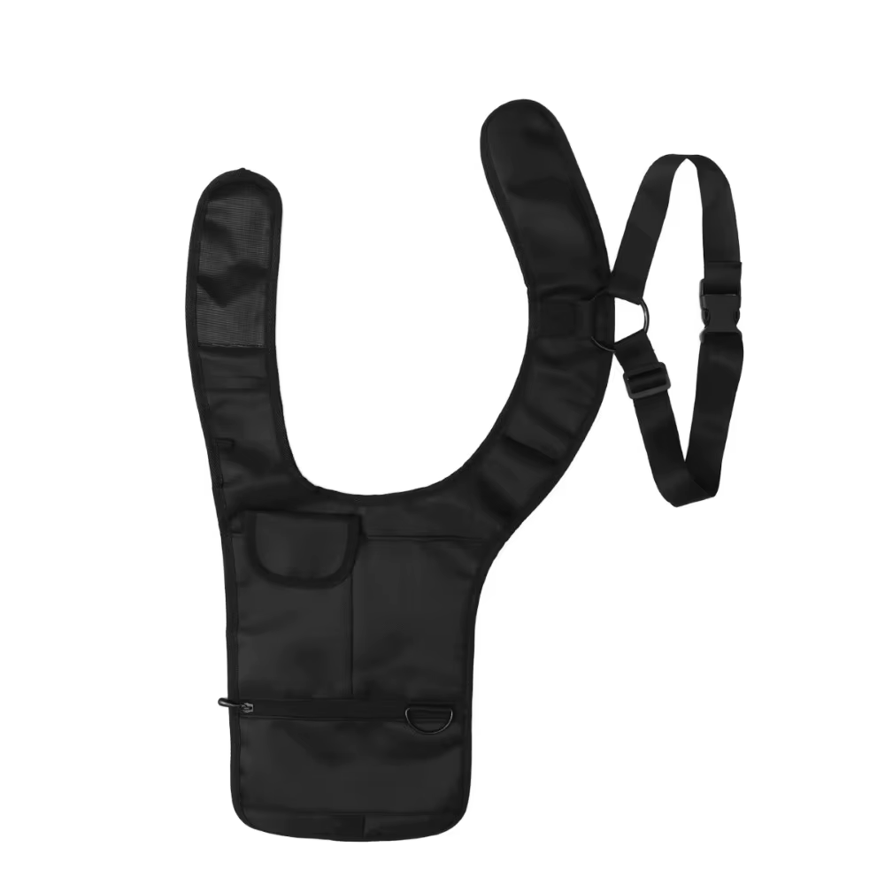 Sac bandoulière noir dissimulé sous le bras, avec sangle réglable, pochette dissimulée, multi-poches