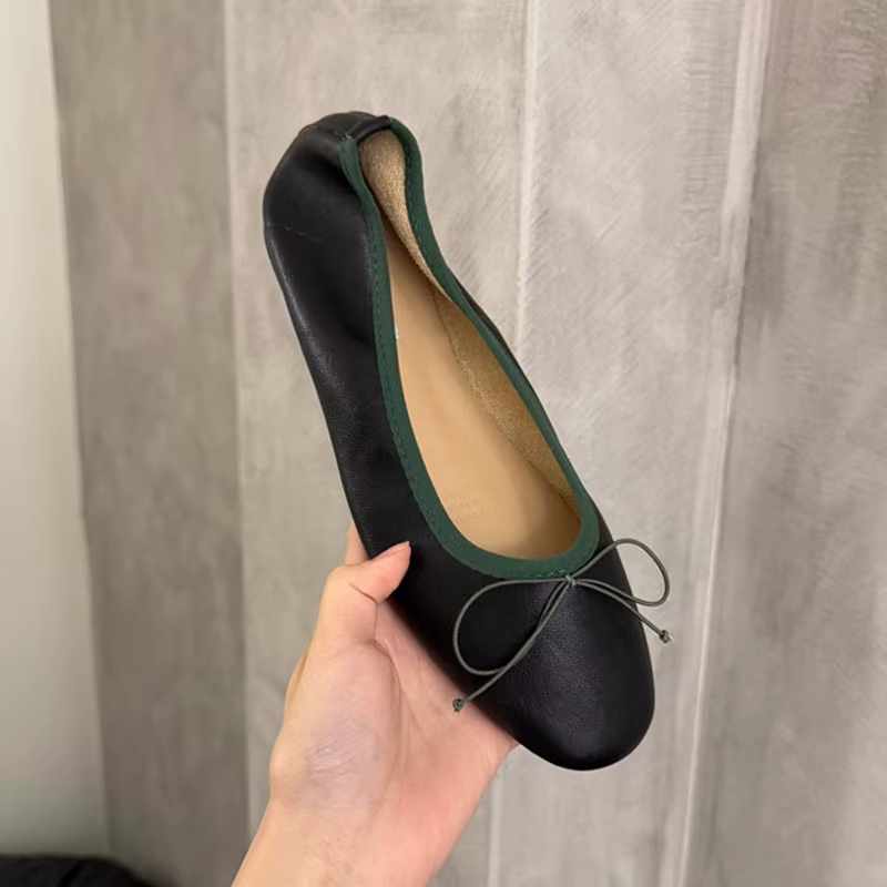 Chaussures plates roses à bout rond pour femmes, chaussures à la mode avec nœud papillon, chaussures