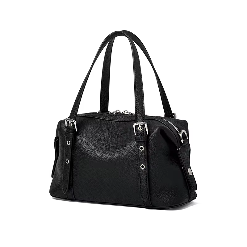Sac Boston en cuir pleine fleur pour femme, grande capacité, sac à bandoulière, sac à main, sac four