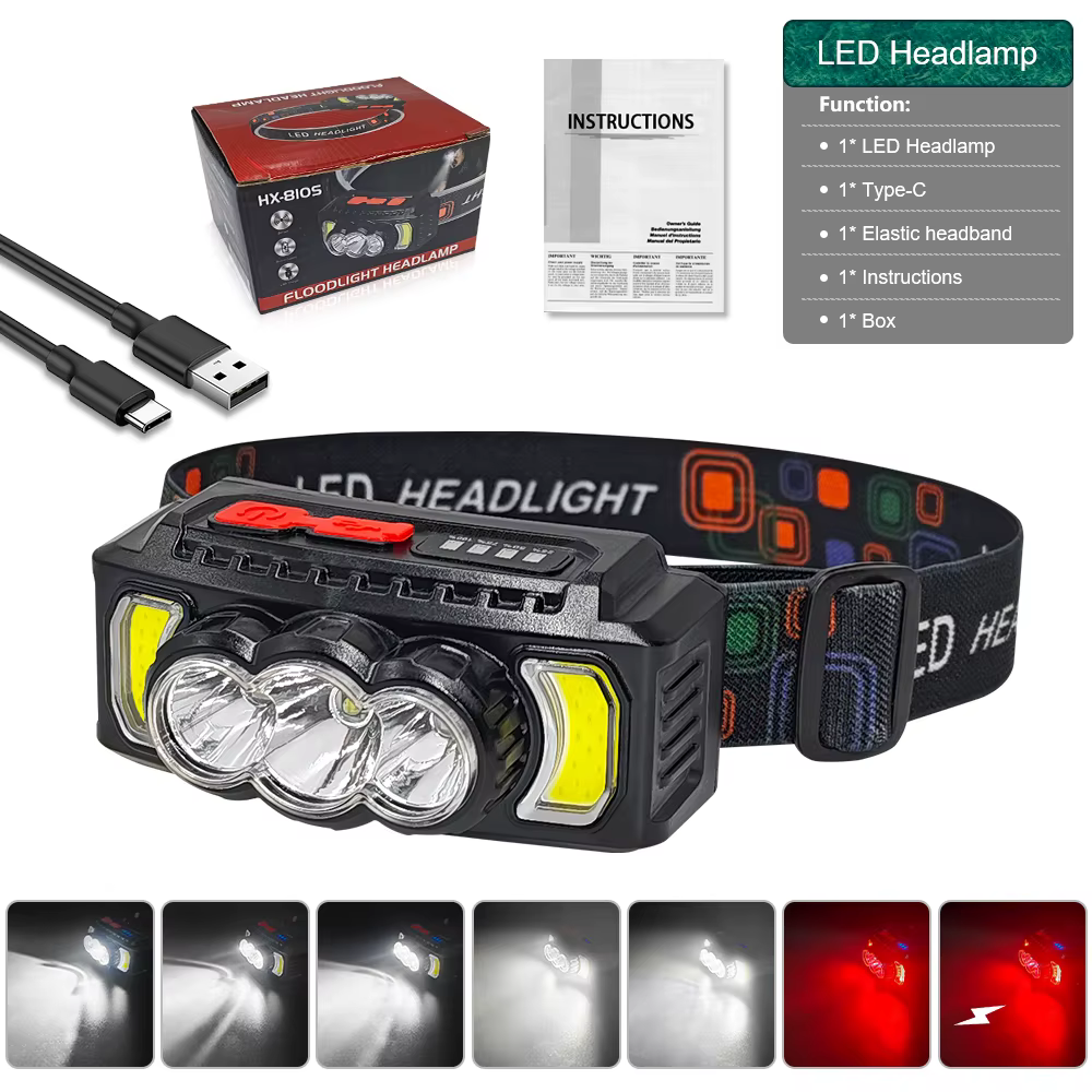 200000LM lampe frontale lampes de poche Super puissantes EDC lampe de poche LED lumières portables l